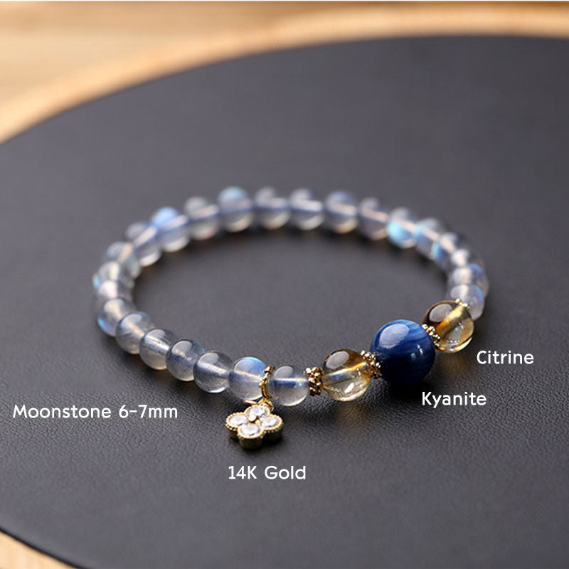 Stone of buddha Natural Moonstone Flower Chram Healing Beads Bracelet