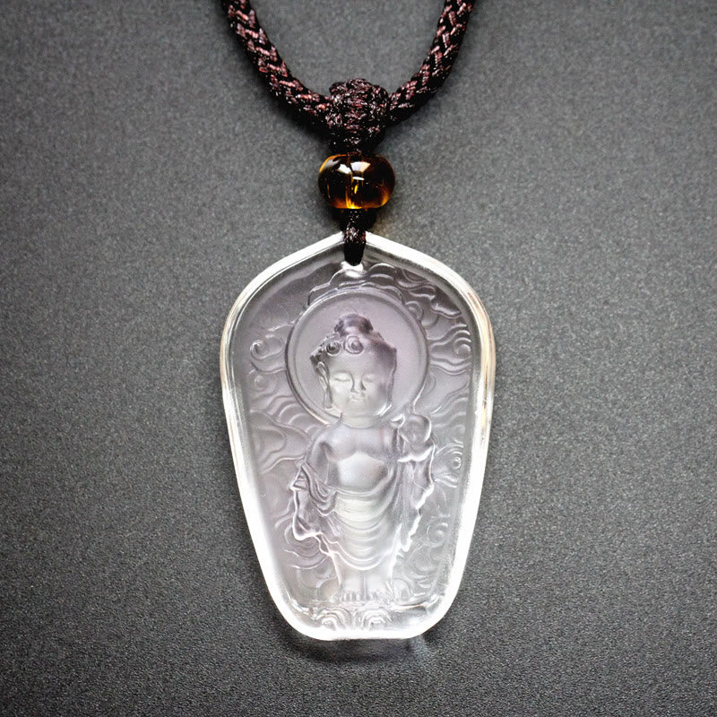 Stone of buddha Tibetan Buddha Liuli Crystal Serenity Necklace Pendant