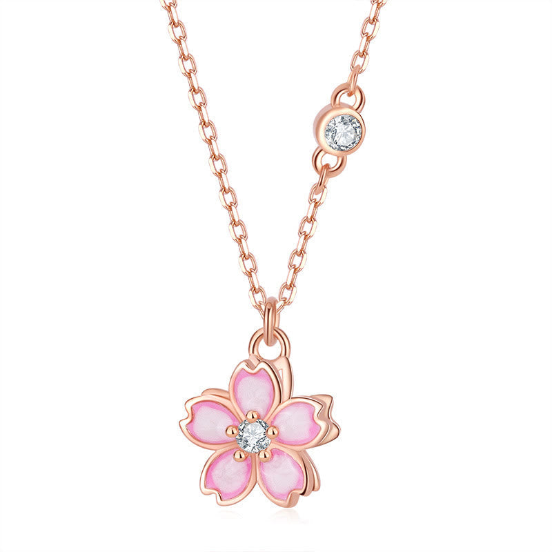 Stone of buddha 925 Sterling Silver Cherry Blossom Flower Rotatable Protection Necklace Pendant