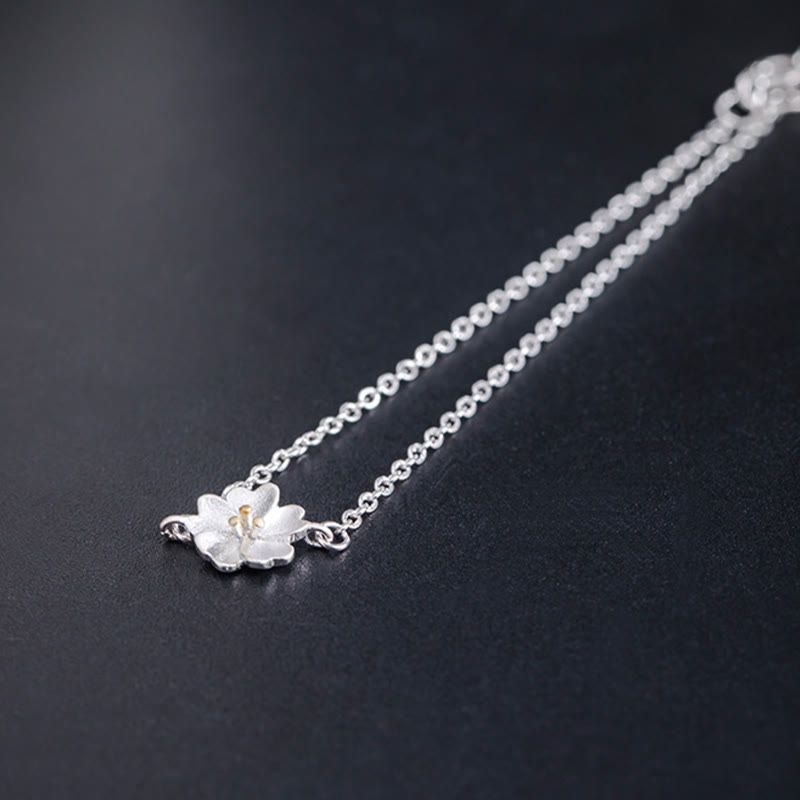 Stone of buddha 925 Sterling Silver Cherry Blossom Blessing Chain Bracelet