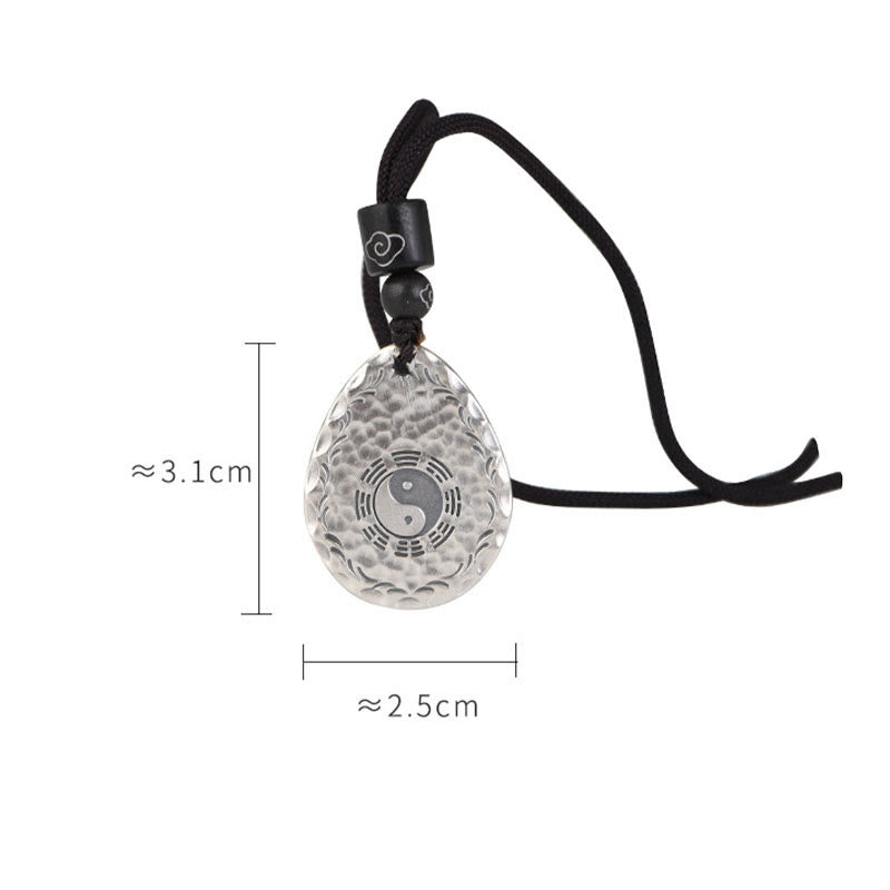 Stone of buddha Vintage 999 Sterling Silver Yin Yang Bagua Water Drop Design Balance Harmony Necklace Pendant