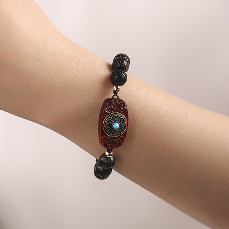 Stone of buddha Green Sandalwood Ebony Wood Sandalwood Om Mani Padme Hum Soothing Bracelet