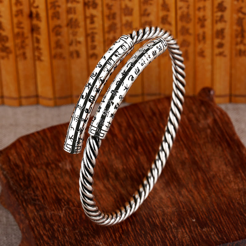 Stone of buddha Retro Heart Sutra Twisted Design Pattern Balance Bracelet Bangle