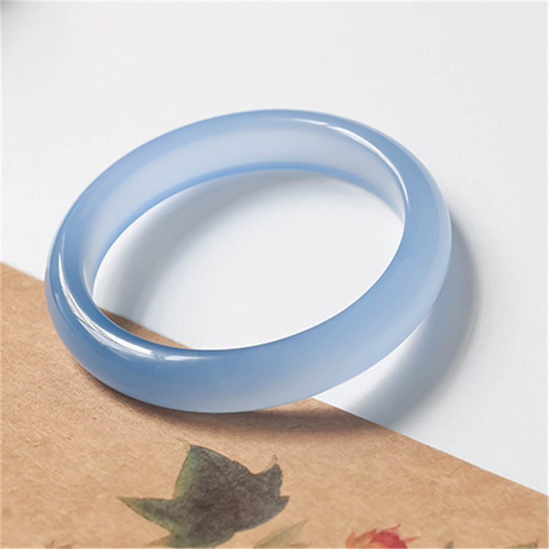 Stone of buddha Blue Chalcedony Emotional Balance Bracelet Bangle