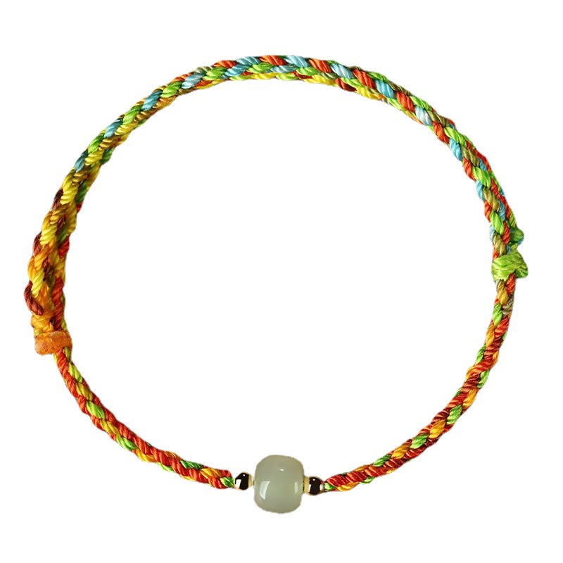 Stone of buddha Colorful Rope Luck Jade Bead Abundance Bracelet
