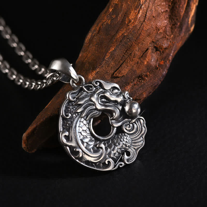 Stone of buddha Koi Fish Dragon Peace Buckle Wealth Necklace Pendant