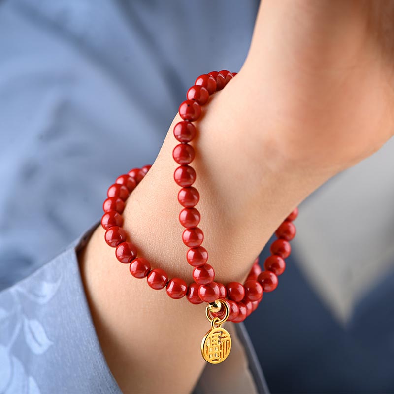 Stone of buddha Tibetan Cinnabar Green Aventurine Luck Bracelet Necklace