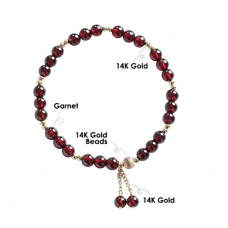 Stone of buddha 14K Gold Natural Garnet Calm Bracelet
