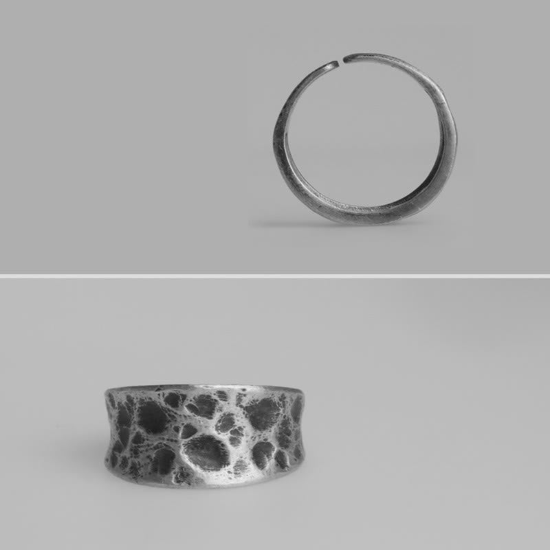 Stone of buddha 925 Sterling Silver Bump Texture Design Protection Ring