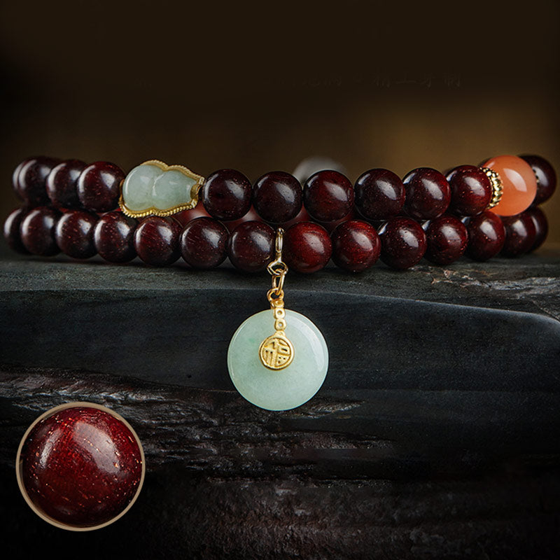 Stone of buddha Chinese Zodiac Natal Buddha Small Leaf Red Sandalwood Jade Red Agate PiXiu Sooth Bracelet