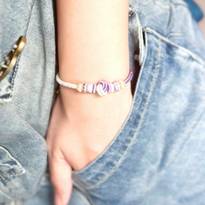 Stone of buddha Two-Color Rope Handcrafted Eight Thread Peace Knot Luck Connection Bracelet