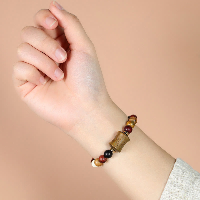 Stone of buddha Tibet Multicolored Sandalwood Om Mani Padme Hum Protection Bracelet