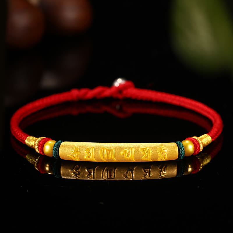 Stone of buddha Tibetan 999 Gold Om Mani Padme Hum Handcrafted Eight Thread Peace Knot Luck Braided Couple Bracelet