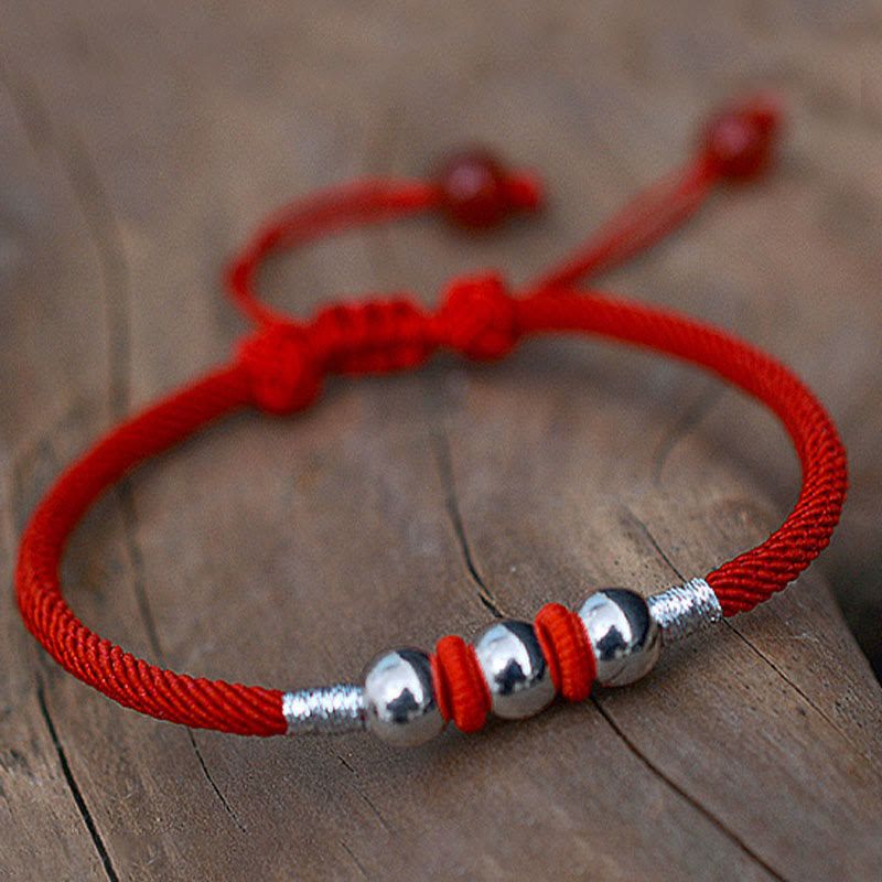 Stone of buddha 925 Sterling Silver Lucky Bead Protection Red String Bracelet
