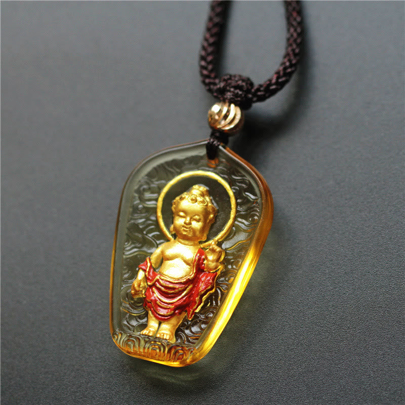 Stone of buddha Tibetan Buddha Liuli Crystal Serenity Necklace Pendant
