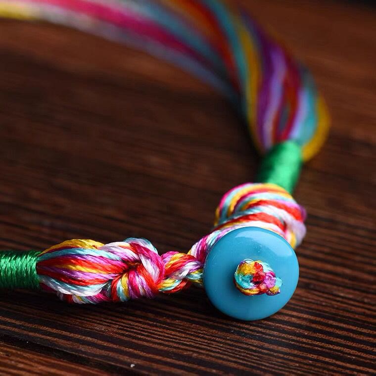 Stone of buddha Tibetan Handmade Five Colorful Thread Dragon Boat Festival Protection Adult Child String Bracelet