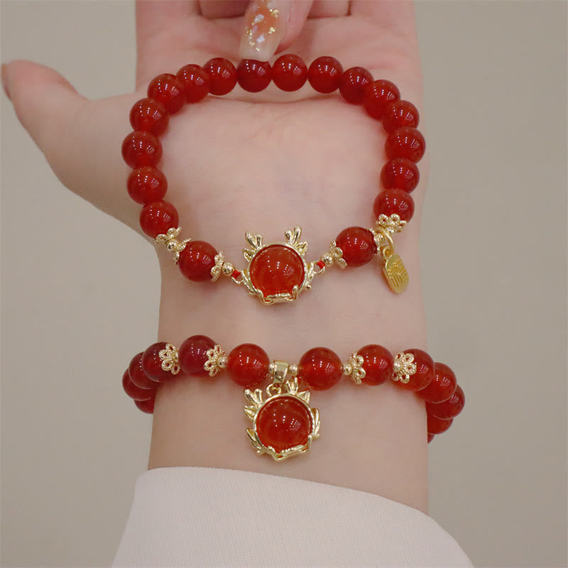 Stone of buddha Year of the Dragon Red Agate Jade Peace Buckle Fu Character Success Bracelet