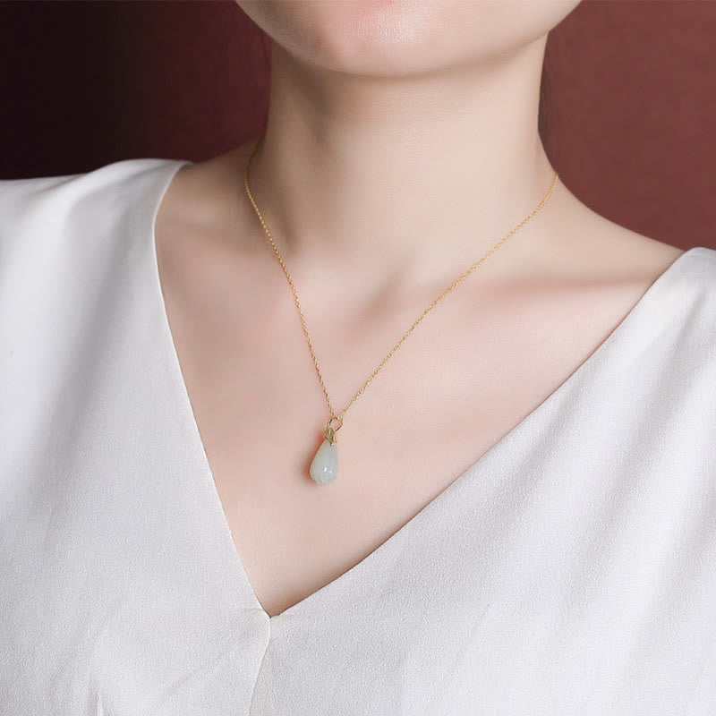 Stone of buddha 925 Sterling Silver Plated Gold Natural Hetian Jade Magnolia Flower Abundance Necklace Pendant