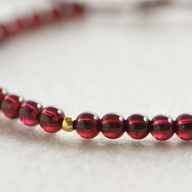 Stone of buddha Natural Garnet Golden Beads Stability Bracelet