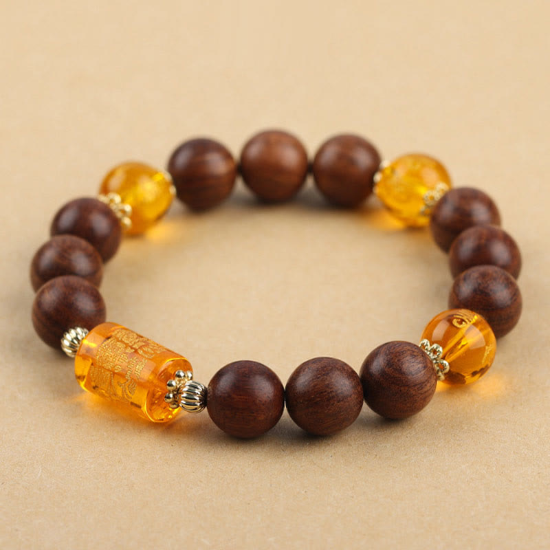 Stone of buddha Natural Phoebe Zhennan Wood Om Mani Padme Hum God Of Wealth Crystal Protection Bracelet
