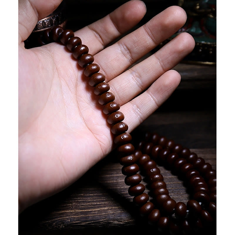 Stone of buddha Natural Tibet 108 Mala Beads Purple Bodhi Seed Three-eyed Dzi Bead Copper Dorje Harmony Bracelet