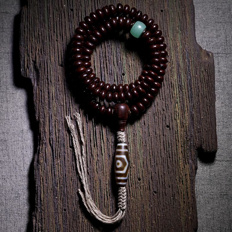 Stone of buddha Natural Tibet 108 Mala Beads Purple Bodhi Seed Three-eyed Dzi Bead Copper Dorje Harmony Bracelet