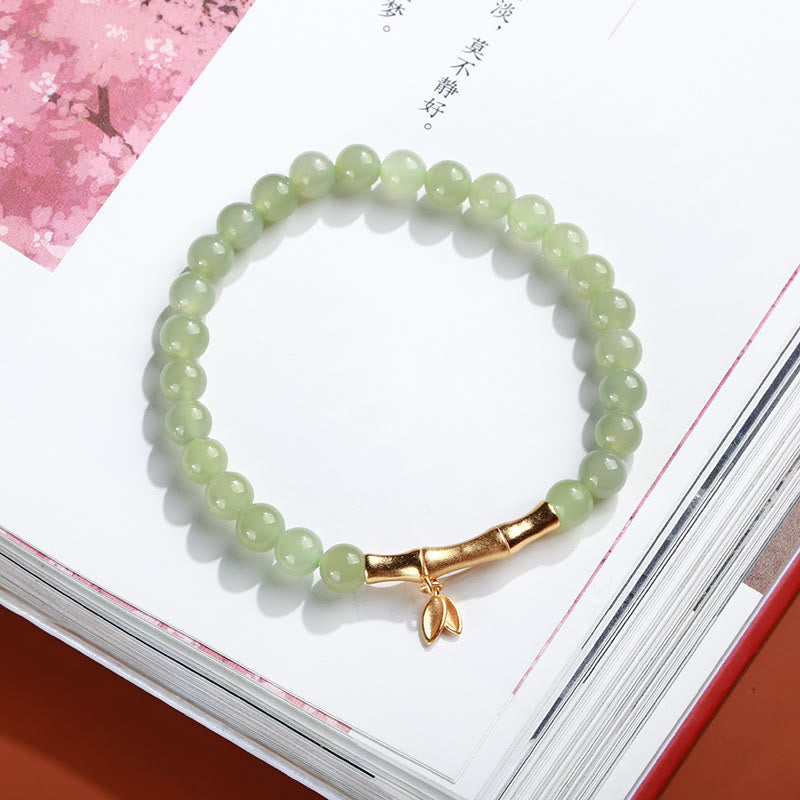 Stone of buddha 925 Sterling Silver Plated Gold Natural Hetian Jade Bead Gourd Lotus Bamboo Fu Character Luck Bracelet