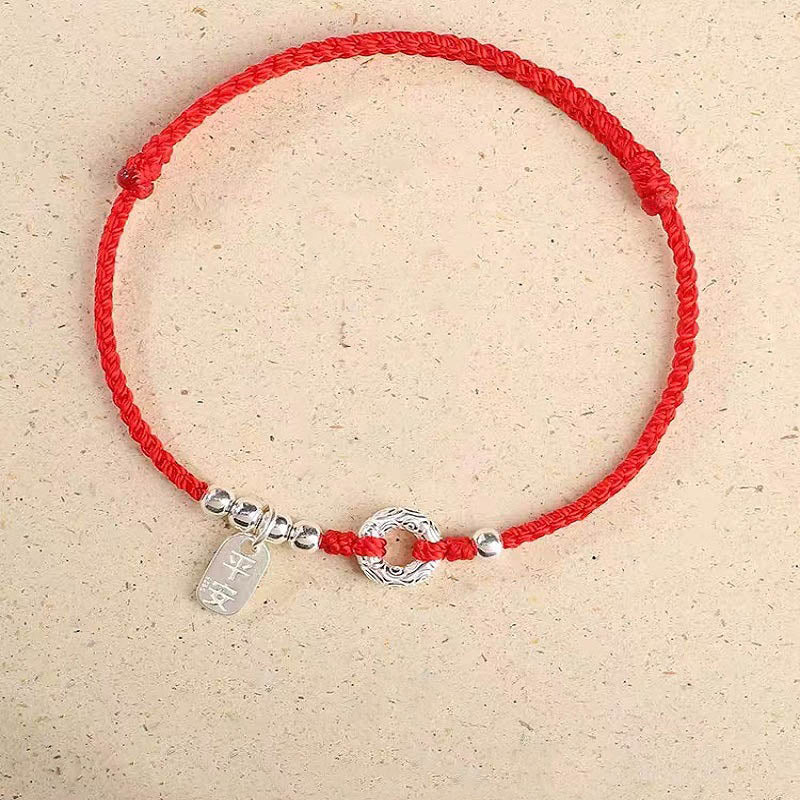 Stone of buddha 925 Sterling Silver Auspicious Clouds Peace Buckle Safe And Sound Bracelet Anklet