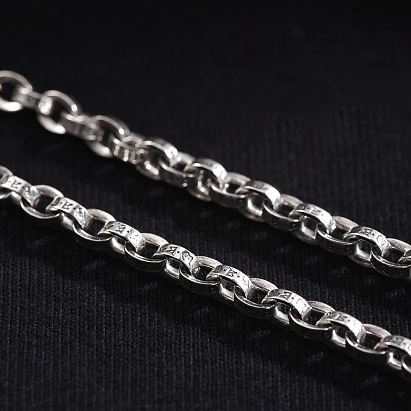 Stone of buddha 925 Sterling Silver Om Mani Padme Hum Carved Design Creativity Metal Bracelet