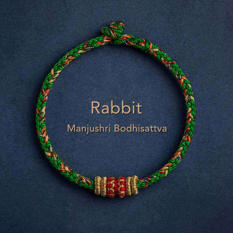 Stone of buddha Tibet Handmade Chinese Zodiac Natal Buddha Luck Strength Braided String Bracelet