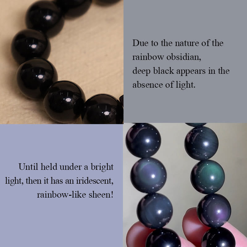 Stone of buddha Rainbow Obsidian Gourd Om Mani Padme Hum Inner Peace Bracelet