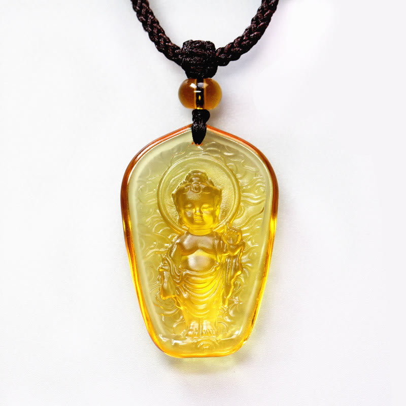 Stone of buddha Tibetan Buddha Liuli Crystal Serenity Necklace Pendant