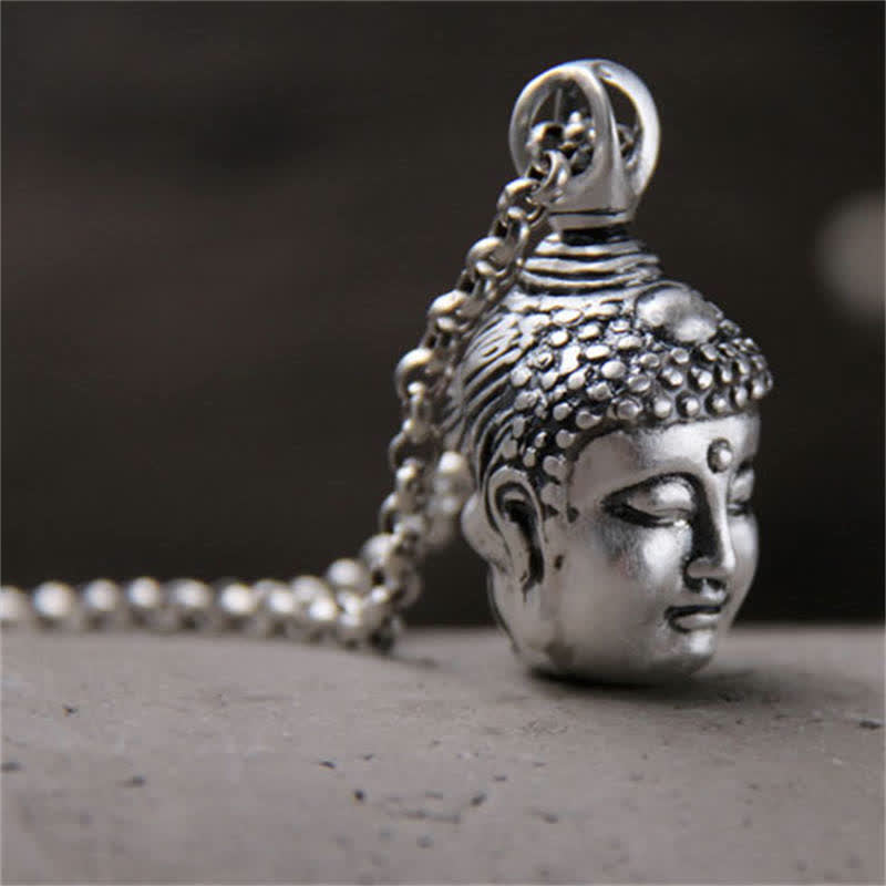 Stone of buddha 999 Sterling Silver Buddha Demon Serenity Necklace Pendant