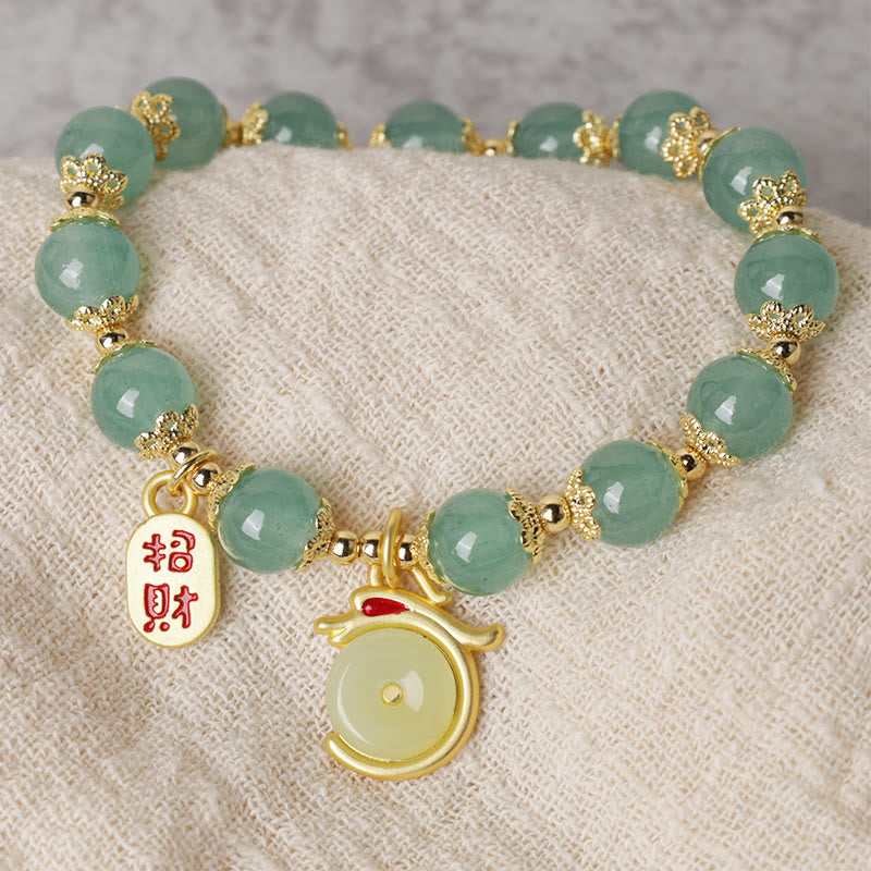 Stone of buddha Year of the Dragon Red Agate Green Aventurine Peace Buckle Fu Character Lucky Fortune Bracelet