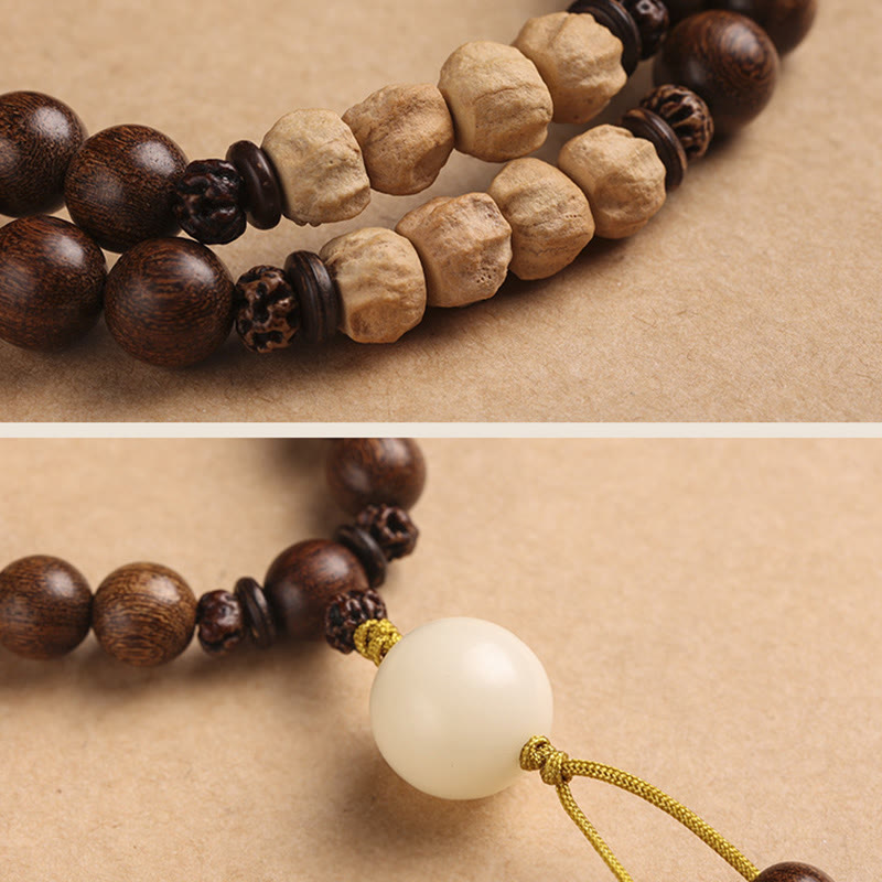 Stone of buddha Sandalwood Small Leaf Red Sandalwood Bodhi Seed Purification Double Wrap Bracelet