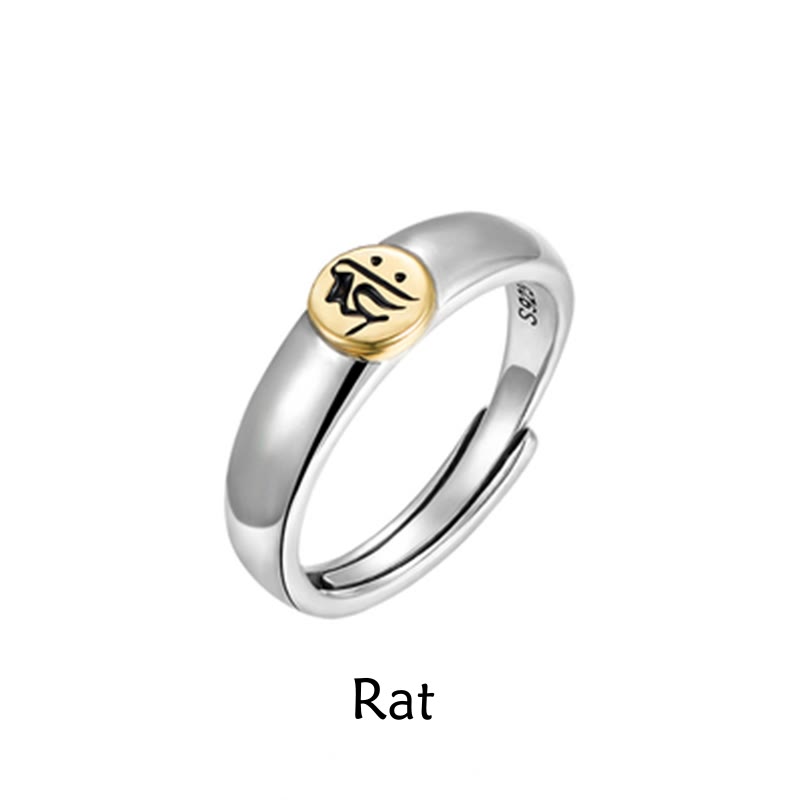 Stone of buddha Tibetan Om Mani Padme Hum Carved Chinese Zodiac Natal Buddha Peace Ring