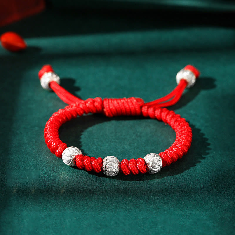 Stone of buddha 925 Sterling Silver King Kong Knot Multicolored Red String Strength Handmade Braided Kids Child Bracelet