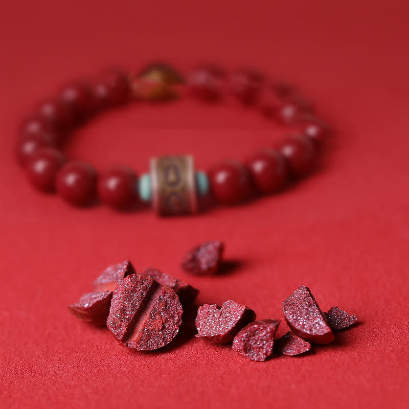 Stone of buddha 925 Sterling Silver Chinese Zodiac Natal Buddha Cinnabar Om Mani Padme Hum Calm Bracelet