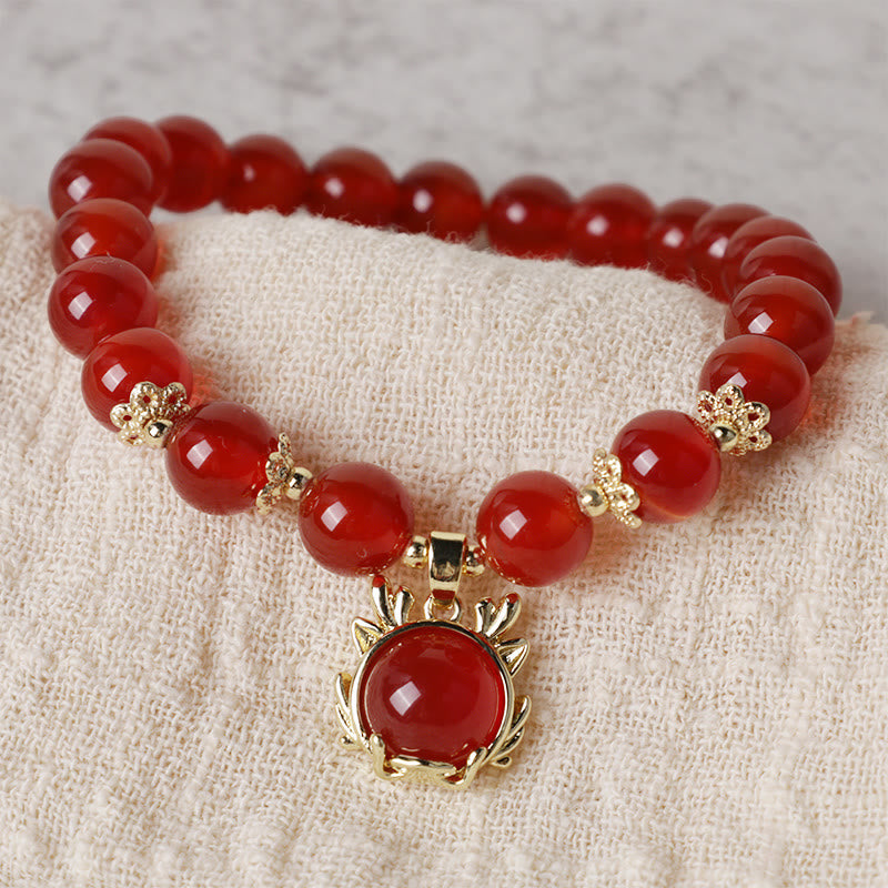 Stone of buddha Year of the Dragon Red Agate Jade Peace Buckle Fu Character Success Bracelet