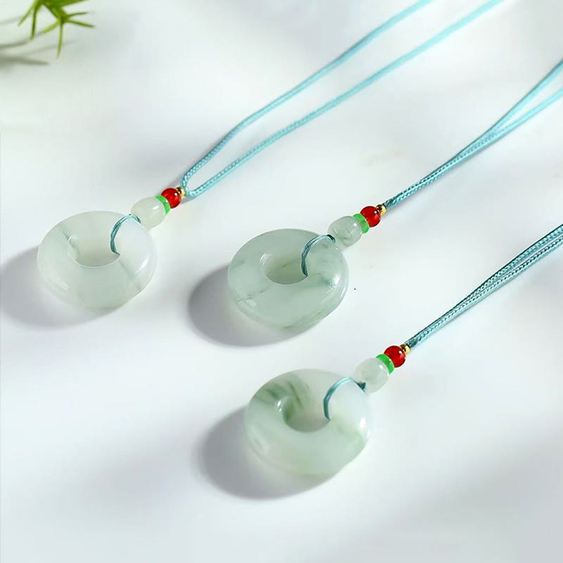Stone of buddha Natural Jade Peace Buckle Prosperity Necklace Pendant