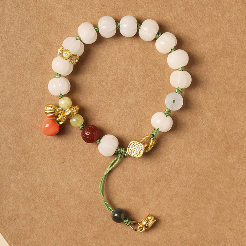 Stone of buddha Natural Bodhi Seed Lotus Pumpkin Bead Peace Harmony Bracelet