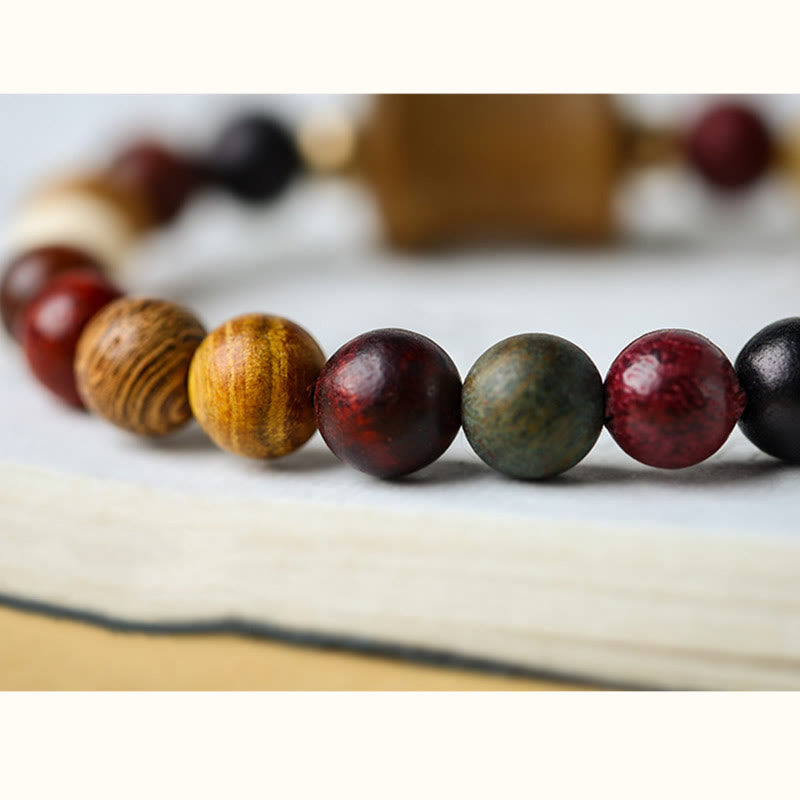 Stone of buddha Tibet Multicolored Sandalwood Om Mani Padme Hum Protection Bracelet