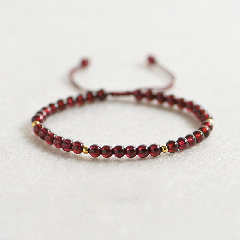 Stone of buddha Natural Garnet Golden Beads Stability Bracelet