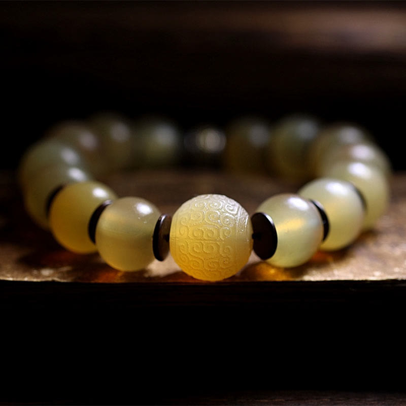 Stone of buddha Handmade Tibetan Sheep Horn Om Mani Padme Hum Auspiciousness Bracelet
