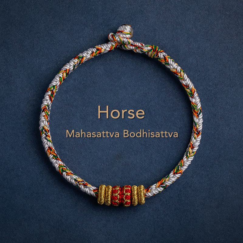 Stone of buddha Tibet Handmade Chinese Zodiac Natal Buddha Luck Strength Braided String Bracelet