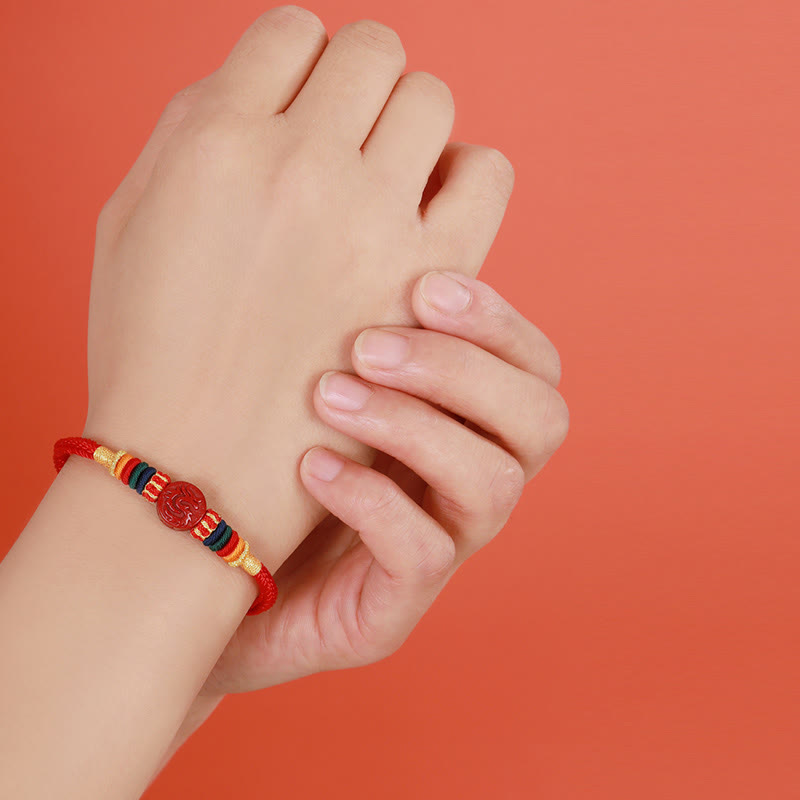 Stone of buddha Year of the Dragon 925 Sterling Silver Chinese Zodiac Cinnabar Auspicious Matches Blessing Bracelet