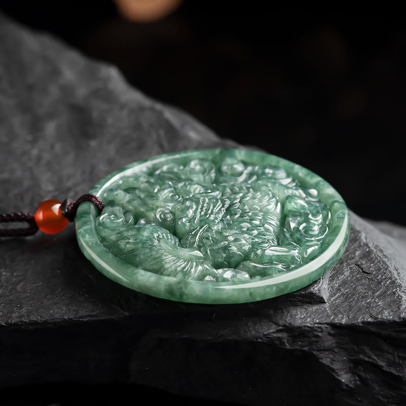 Stone of buddha Natural Jade Kirin Abundance String Necklace Pendant