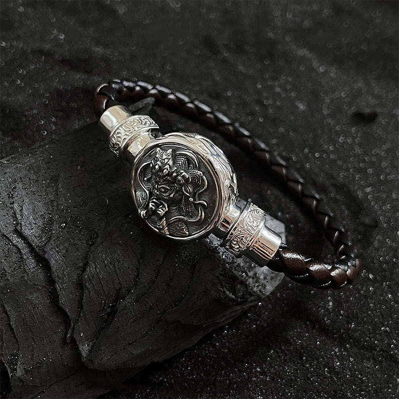 Stone of buddha Tibetan 925 Sterling Silver Zakiram Goddess of Wealth Blessing Protection Bracelet