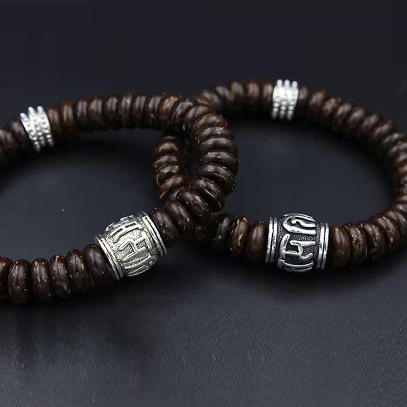 Stone of buddha Natural Tibetan Coconut Shell Om Mani Padme Hum Positive Bracelet