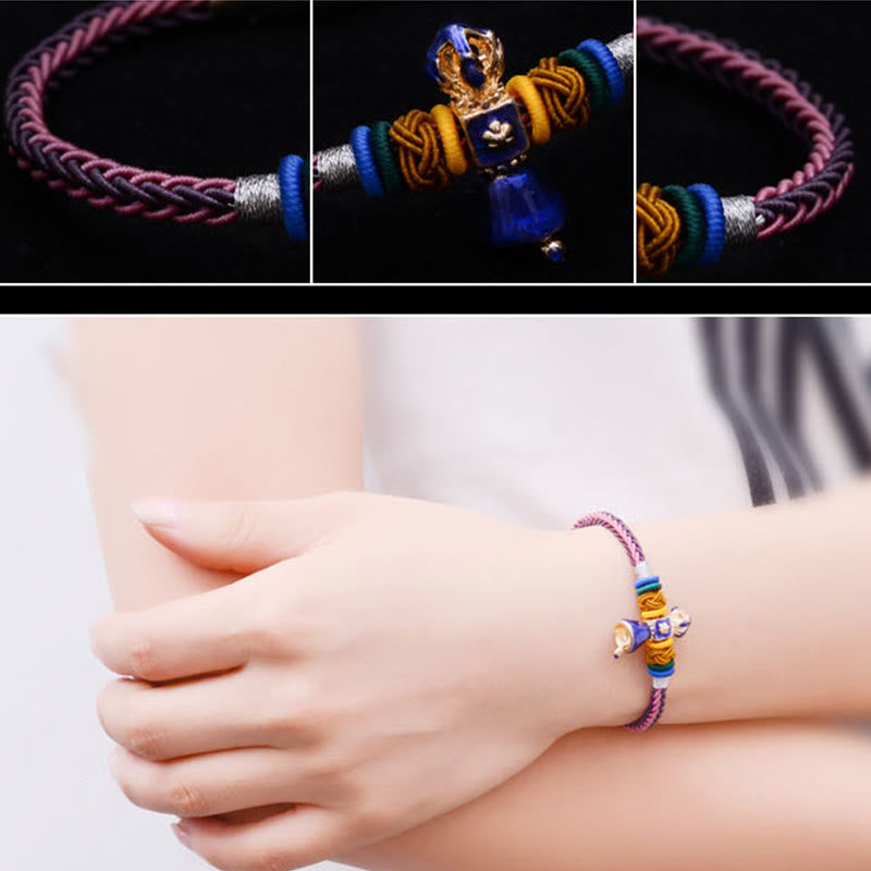 Stone of buddha Tibetan Handmade Dorje Vajra Strength Eight Threads String Bracelet